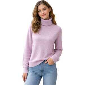 LOFT Lavender Colorful Speckled Knit Turtleneck Pullover Sweater M confetti